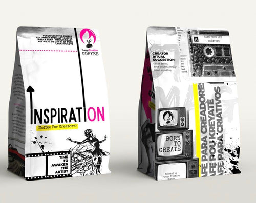 Fuego Creativo Inspiration coffee bag, front and back